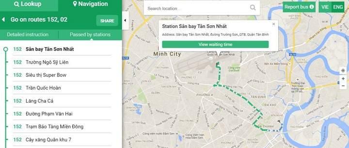 რუკა ho chi minh city bus 152 მარშრუტი